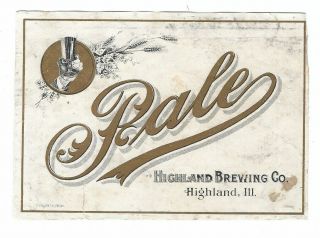 Pre Prohibition Highland Brewing Pale Beer Label Il