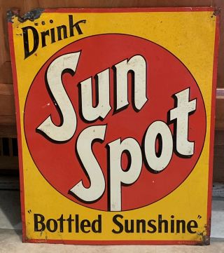 Scarce 1930’s Sun Spot Bottled Sunshine Sign 12” X 9.  5” Usa Ss2062