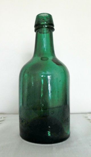 IRON PONTIL DYOTTVILLE GLASS TEAL GREEN SQUAT BEER / SODA BOTTLE - EXC. 3