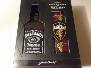 Jack Daniels Old No 7 Gift Set - Cleveland Cavaliers One Bottle 2 Glasses 2018