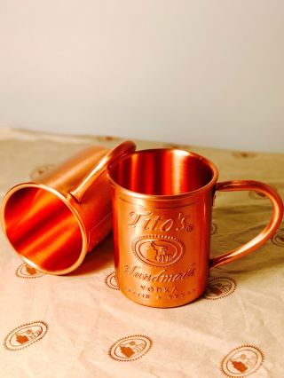 2 Tito ' s Vodka Copper Moscow Mule Mug Set 2x 2