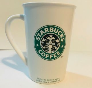 2006 Starbucks White Tall Matte Coffee Mug Mermaid Logo Ceramic 16oz.