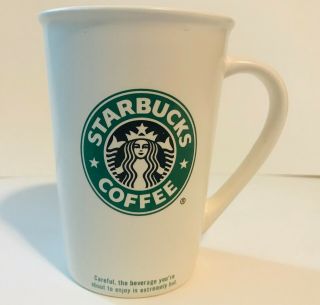 2006 Starbucks White Tall Matte Coffee Mug Mermaid Logo Ceramic 16oz. 3