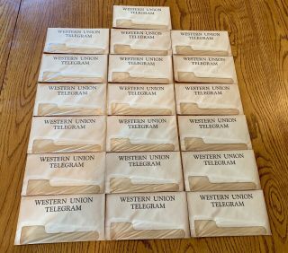 Vintage Western Union Telegram Envelopes “it’s Wise To Wire” 19 - Total