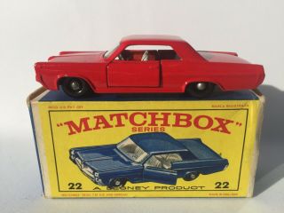 Matchbox Lesney 22 C2 Pontiac G.  P.  Coupe In Htf Orig E2 (blue Car) Box Nmib