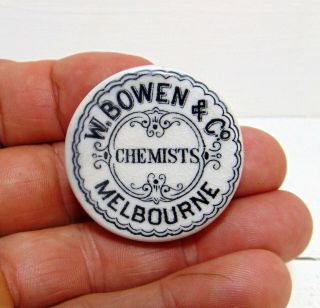 Miniature Pot Lid - Bowen Chemists Of Melbourne C1920 - 30 