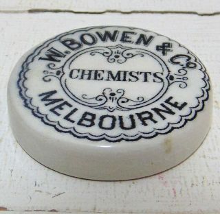 Miniature Pot Lid - Bowen Chemists of Melbourne c1920 - 30 ' s? 2