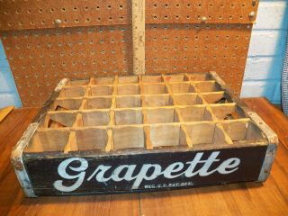 Vintage GRAPETTE SODA 30 Bottle Wood Crate/ Case 7