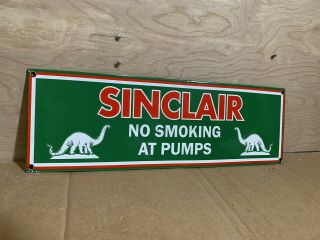 18” Sinclair No Smoking Pump Fuel Gas Petroleum Porcelain Sign