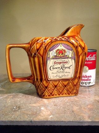 Vtg.  Seagram ' s And Sons Limited Crown Royal Pitcher Waterloo,  Ontario,  Canada 2