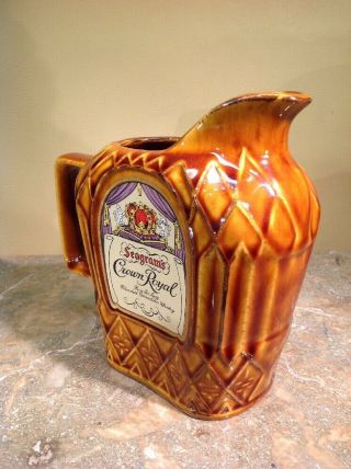 Vtg.  Seagram ' s And Sons Limited Crown Royal Pitcher Waterloo,  Ontario,  Canada 3