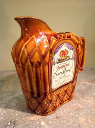 Vtg.  Seagram ' s And Sons Limited Crown Royal Pitcher Waterloo,  Ontario,  Canada 4