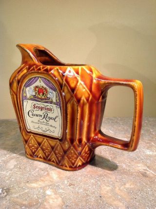 Vtg.  Seagram ' s And Sons Limited Crown Royal Pitcher Waterloo,  Ontario,  Canada 5