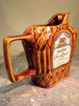 Vtg.  Seagram ' s And Sons Limited Crown Royal Pitcher Waterloo,  Ontario,  Canada 6