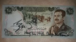 George Bush Signed Saddam Hussian Iraq Dollar Dated 2006 Rare Gotten Camp David
