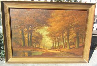 Elegant Fine Antique Signed Landscape Oil Painting A J Fels Listed Artist Large