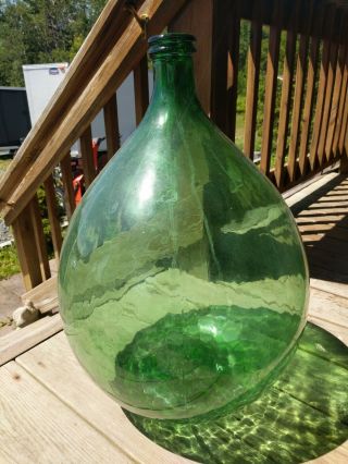 Gorgeous Large Antique Green Glass Demijohns/carboy Handblown I.  H.  V.  E M.