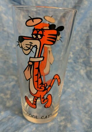 Pepsi Collectors Cool Cat Glass Warner Bros Looney Tunes 1973 Black Lettering