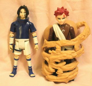 Naruto Sasuke Curse Mark Black Seal Jutsu And Sand Swarm Gaara Figure Mattel