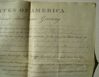 Old 1830 Springfield IL Land Grant Signed by President Andrew Jackson; Hayward 3