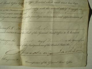 Old 1830 Springfield IL Land Grant Signed by President Andrew Jackson; Hayward 5