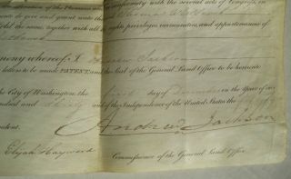 Old 1830 Springfield IL Land Grant Signed by President Andrew Jackson; Hayward 8