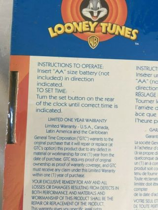 Looney Tunes Quartz Wall Clock VTG 1997 Bugs Bunny Tweety Westclox Porky Pig Sam 8