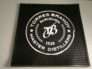 Torres Brandy Liqueur Black Rubber Square Spill Bar Mat 13 3/4 " X 13 3/4 " Tb