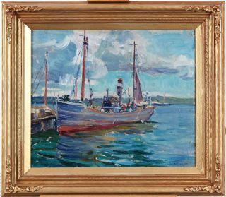 Minnie Kallmeyer (1882–1947) Osa American/canadian Listed Oil/canvas Harbor Scene