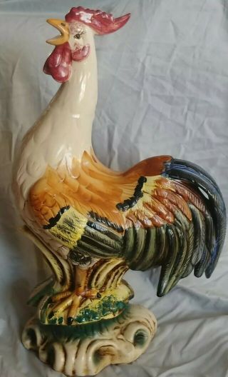 29 " Ceramic Rooster Statue Chicken Huge Large Multi Color Bird Figure