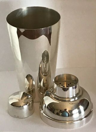Vintage Cocktail Shaker Silver Plated 3 - Part Cocktail Shaker/bar Ware -