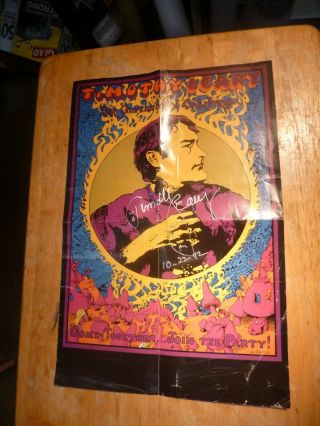 Timothy Leary For Governor Of California Lsd Poster Signed 14.  5 " X 9.  75 "
