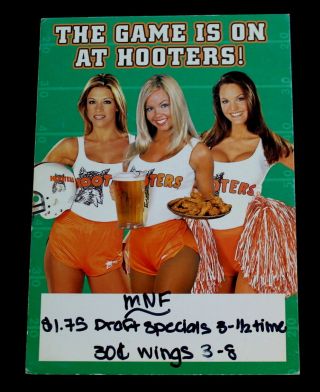 Vtg Sexy Hooters Girls Uniform Football Game Cheerleader Promo Mini Poster
