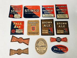 Rare Bundle 13 Wells & Winch Guinness Stout Pale Brown Ale Beer Bottle Labels