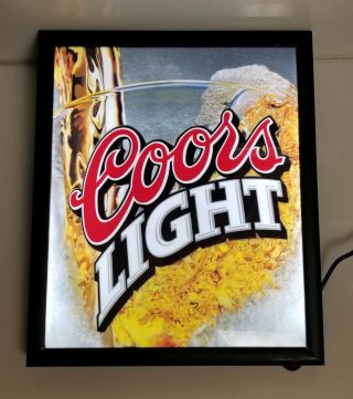 Beer Sign Coors Light Lights Up Man Cave Bar Liquor