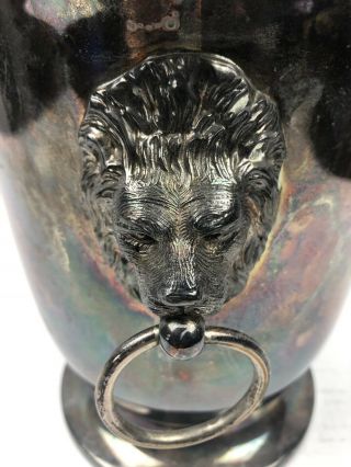 Vintage Silver Plated Champagne Ice Bucket Lion Head Handles Insert Art Deco 3