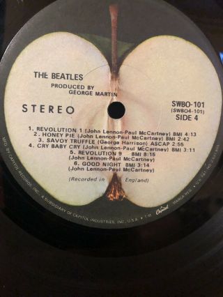 The Beatles White Album 1968 LP SWBO - 101 First Press W/ Inserts Low 0003243 10