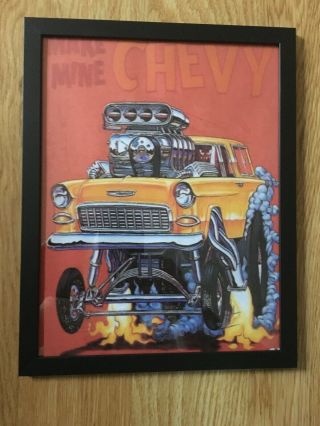 Rat Fink Big Daddy Roth Wall Art “make Mine Chevy” 1957 Nomad Hot Rod