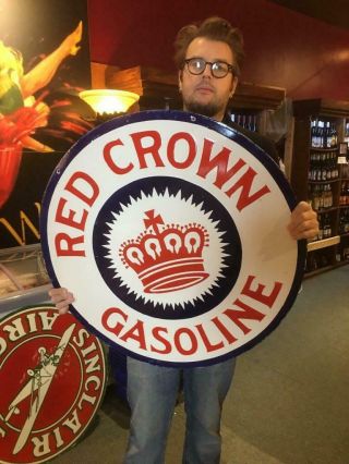 Red Crown Oil Sign Sign Porcelain Sign 30inch Double Sided Sign