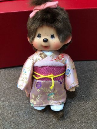 Vintage Sekiguchi Monchichi Monkey Doll Girl Dog Sucking Bottle Kimono X068