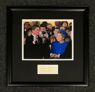 President Ronald Reagan Signed Cut Autograph Framed 16x16 W/ 8x10 Photo Jsa Loa
