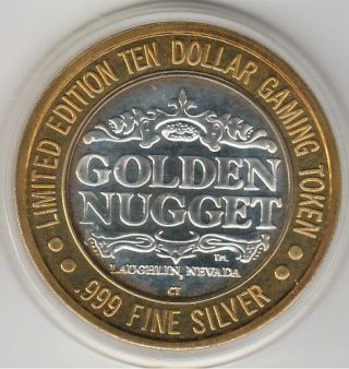1994 Golden Nugget Laughlin Jane ' s Grill Tiger.  999 Fine Silver $10 Casino Token 2