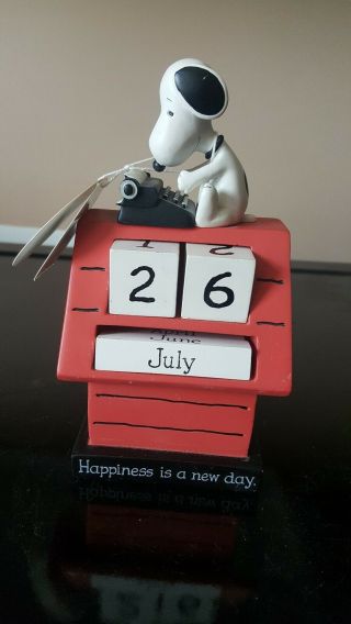 Hallmark Cards Peanuts Snoopy " Happiness Is A Day " Perpetual Calendar W Tag