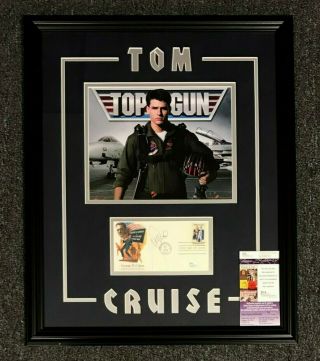 Tom Cruise Signed First Day Cover Top Gun Autographed Framed 18x22 Jsa