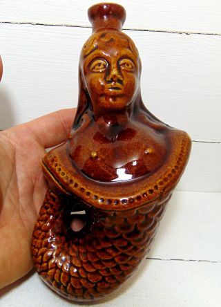Victorian Treacle Glaze Mermaid Figural Spirit Flask C1850 - 60 