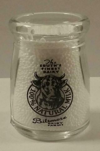 Biltmore Dairy 3/4 Oz.  Glass Creamer Bottle Black Print