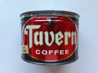 Vintage Tin Coffee Can Tavern Coffee Packed By Wellman Coffee Co.  1lb W/lid