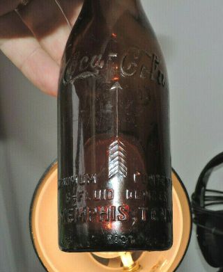 Rare Straight Side Coca Cola Amber Bottle " Memphis,  Tenn.  "