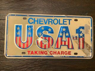 1960s / 1970s Vintage Chevrolet Embossed Usa - 1 Dealer License Plate