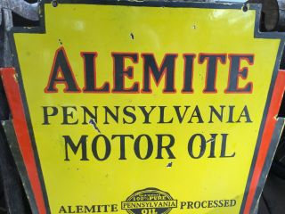 1930s Alemite Motor Oil DOUBLE Sided Porcelain Sign 4